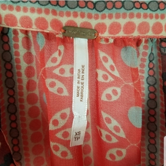 Free People Coral Printed Button Down Shirt - Picture 3 of 3